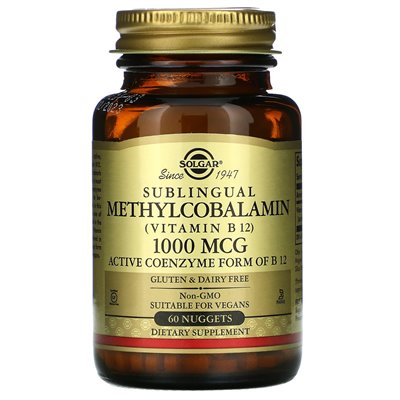 Solgar, Sublingual Methylcobalamin (Vitamin B12), 1000 mcg, 60 Nuggets