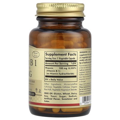 Solgar, witamina B1, 100 mg, 100 kapsułek warzywnych Solgar, witamina B1, 100 mg, 100 kapsułek warzywnych