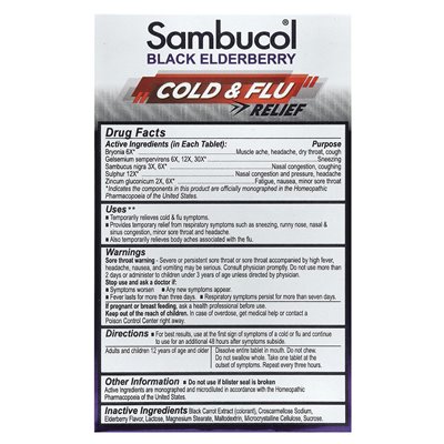 Sambucol, Black Black, Cold and Flu, 60 Tablets