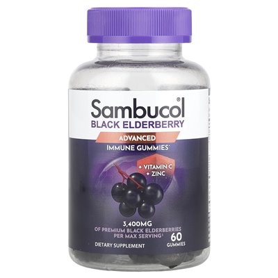Sambucol, Black Black, Advanced Immune Gummies + Vitamin C + Zinc, 60 Gummies