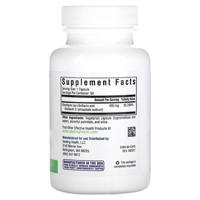 Seeking Health, Riboflavin, 400 mg, 60 vegetarische Kapseln