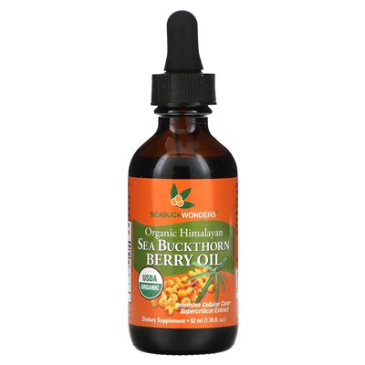Seabuckwonders, organiczny himalajski morski olej jagód, intensywna opieka komórkowa, 1000 mg, 1,76 uncji (52 ml)