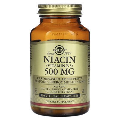 Solgar, niacyna (witamina B 3), 500 mg, 100 kapsułek warzywnych