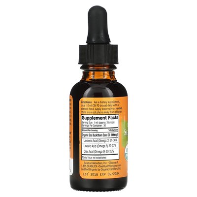Seabuckwonders, Organiczny Himalajski Olej z nasion morskich, 1 fl oz (30 ml)