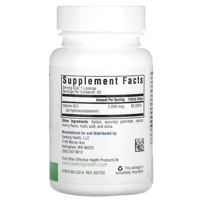 Seeking Health, Hydroxo B12, 2000 mcg, 60 Lutschtabletten