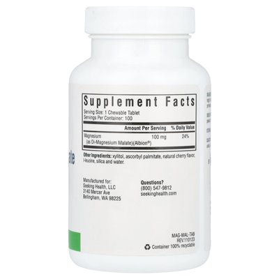 Seeking Health, Kaubares Magnesium, 100 mg, 100 Kautabletten
