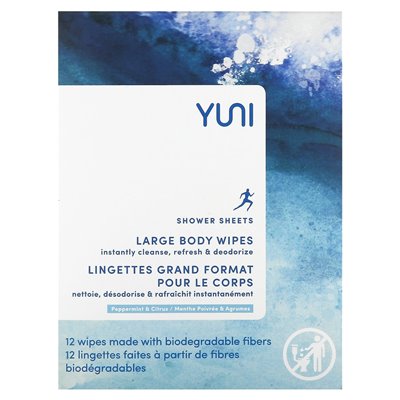 Yuni Beauty, shower tray, pepper and citrus, 12 wipes