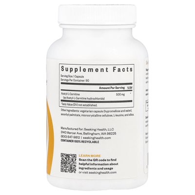 Seeking Health, Acetyl-L-Carnitin, 500 mg, 90 Kapseln