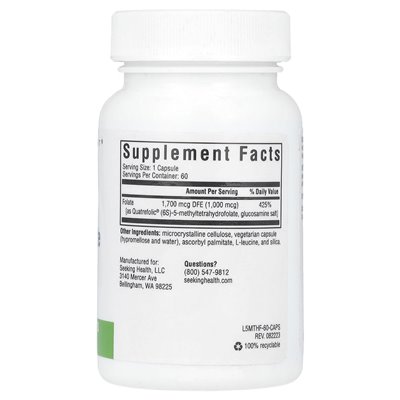 Seeking Health, L-Methylfolate, 1mg, 60 Vegetarian Capsules