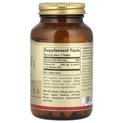 Solgar, Vitamin B1, 500mg, 100 tablets