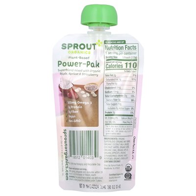 Sprout Organics, Power Pak, 12 Months & Up, Apple, Apricot & Strawberry, 4 oz (113 g)