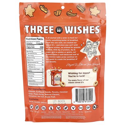 Three Wishes, Grain-Free Granola, Maple Pecan, 8 oz (227 g)