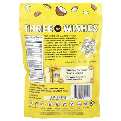 Three Wishes, getreidefreies Müsli, Original, 8 oz (227 g)