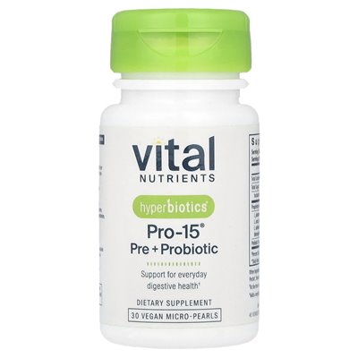 Ważne składniki odżywcze, Hyperbiotics®, pro-15®, pre + probiotyk, 30 wegańskich mikro-perłów