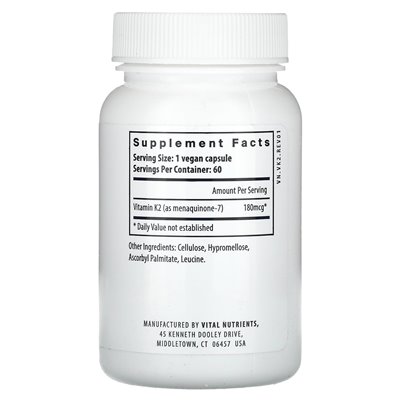Wichtige Nährstoffe, Vitamin K2-7, 180 mcg, 60 vegane Kapseln