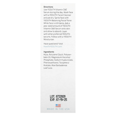 Yeouth, witamina C&E surowica, 2 Fl Oz (60 ml) Yeouth, witamina C&E surowica, 2 Fl Oz (60 ml)