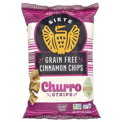 Siete, Grain-Free Cinnamon Chips, Strips, Churro, 5 Ounces (142 G)