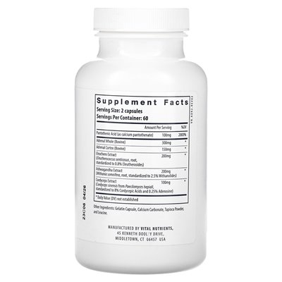 Vital Nutrients, Adrenal Support, Nebennierenunterstützung, 120 Kapseln