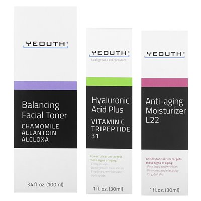 Yeouth, Essential Anti-Aging Skincare System, 3-Piece Set Yeouth, Essential Anti-Aging Skincare System, 3-Piece Set