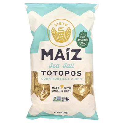 Siete, Maiz Totopos Corn Tortilla Chips, Sól morska, 7,5 uncji (212,6 g) Siete, Maiz Totopos Corn Tortilla Chips, Sól morska, 7,5 uncji (212,6 g)