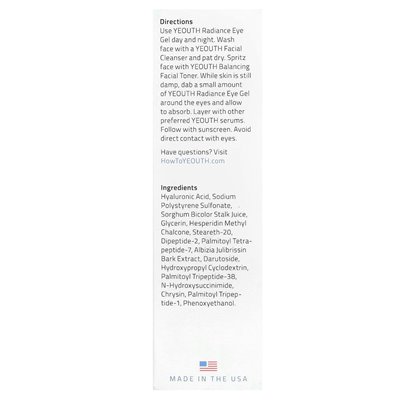 Yeouth, Radiance Eye Gel, 1 Fl Oz (30 ml) Yeouth, Radiance Eye Gel, 1 Fl Oz (30 ml)
