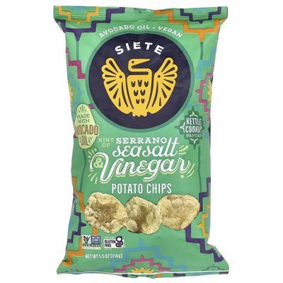 Siete, chipsy ziemniaczane, nutę soli morskiej Serrano i octu, 5,5 uncji (156 g)
