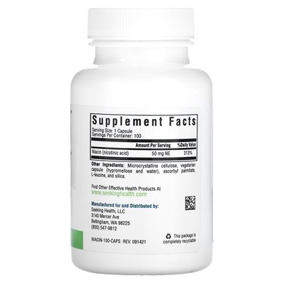 Seeking Health, Niacin, 50 mg NE, 100 vegetarische Kapseln