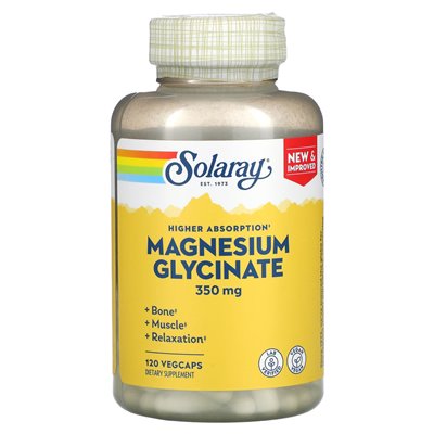 Solaray, wysoka absorpcja glicynian magnezu, 350 mg, 120 VEGCAPS Solaray, wysoka absorpcja glicynian magnezu, 350 mg, 120 VEGCAPS