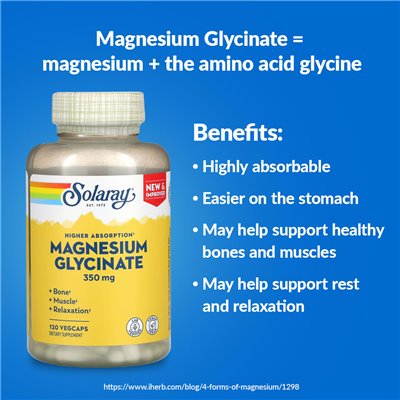 Solaray, wysoka absorpcja glicynian magnezu, 350 mg, 120 VEGCAPS Solaray, wysoka absorpcja glicynian magnezu, 350 mg, 120 VEGCAPS