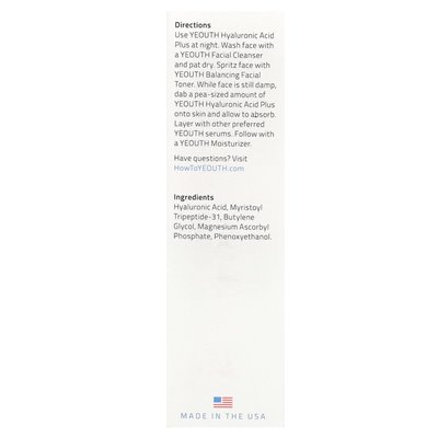 Yeouth, hialuronowy kwas plus, 1 fl Oz (30 ml)