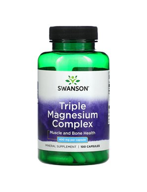 Swanson, Dreifach-Magnesium-Komplex, 400 mg, 100 Kapseln Swanson, Dreifach-Magnesium-Komplex, 400 mg, 100 Kapseln
