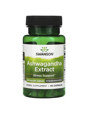 Swanson, Wyciąg z Ashwagandha, Ostandardowany, 450 mg, 60 Kapsułek