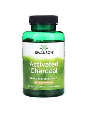 Swanson, Aktywowany Węgiel, 260 mg, 120 kapsułek