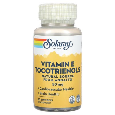 Solaray, vitamin e tocotrienols, 50 mg, 60 soft