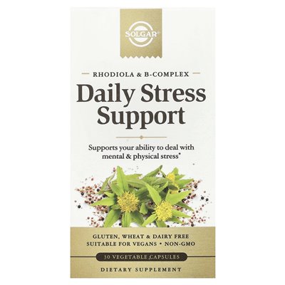 Solgar, Tägliche Stressunterstützung, Rhodiola und B-Komplex, 30 Gemüsekapseln