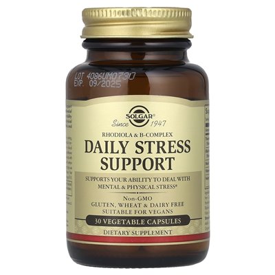 Solgar, Tägliche Stressunterstützung, Rhodiola und B-Komplex, 30 Gemüsekapseln