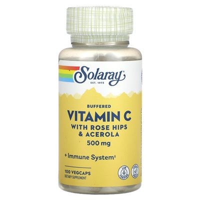 Solaray, buforowana witamina C, 500 mg, 100 Vegcaps