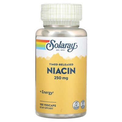 Solaray, Time Release Niacin, 250mg, 100 Vegcaps
