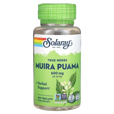Solaray, True Herbs, Muira Puama, 600 mg, 100 pflanzliche Kapseln (300 mg pro Kapsel)