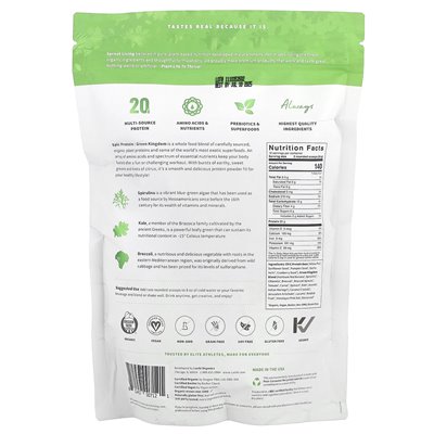 Living, Epic Protein®, organiczne białko roślinne + superfoody, zielone królestwo, 1 funt (456 g)