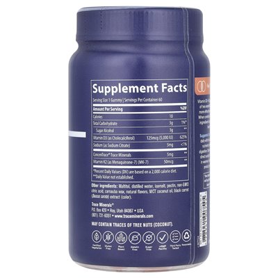 Trace, Vitamin D3 + K2, Erdbeeren, 60 Gummibärchen