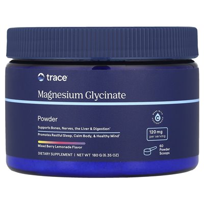 Trace Minerals ®, Magnesium Glycinate Powder, Mixed Berry Lemonade, 6.35 oz (180 g) Trace Minerals ®, Magnesium Glycinate Powder, Mixed Berry Lemonade, 6.35 oz (180 g)