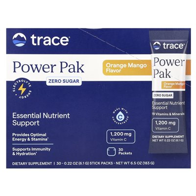 Ślad, Power Pak, zerowy cukier, pomarańczowy mango, 30 pakietów, 0,22 uncji (6,1 g)