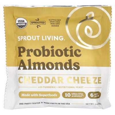 Sprouted Life, Probiotic Almonds, Cheddar Cheeze, 10 Packets, 1 Ounce (28 G) Each
