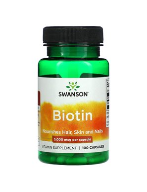 Swanson, Biotin, 5.000 mcg, 100 Kapseln Swanson, Biotin, 5.000 mcg, 100 Kapseln