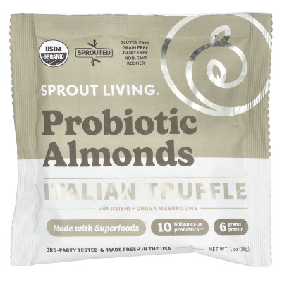 Living, Probiotische Mandeln, italienischer Trüffel mit Reishi-Pilzen + Chaga, 10 Päckchen, je 1 oz (28 g)
