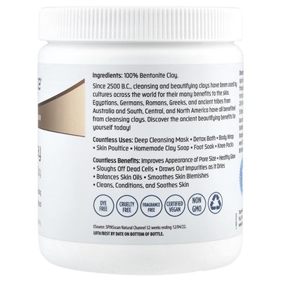 Trace, TM Skincare, Bentonite Clay, Detox Clay, 16 oz (454 g)