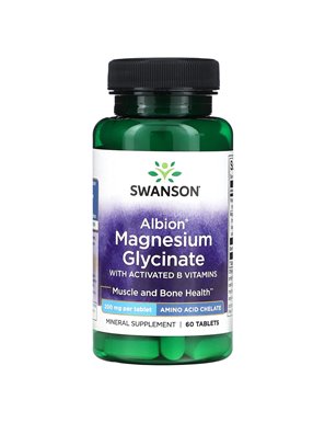 Swanson, Albin Magnesium Glycinate with Activated B Vitamins, 200 mg, 60 tablets Swanson, Albin Magnesium Glycinate with Activated B Vitamins, 200 mg, 60 tablets