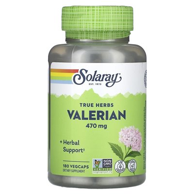 Solaray, True Herbs, Valerian, 470 mg, 180 Vegcaps Solaray, True Herbs, Valerian, 470 mg, 180 Vegcaps