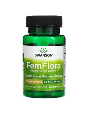 Swanson, FemFlora, Probiotyk dla Kobiet, 9,8 miliarda CFU, 60 Kapsułek Swanson, FemFlora, Probiotyk dla Kobiet, 9,8 miliarda CFU, 60 Kapsułek